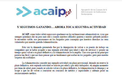 SENTENCIA GANADA POR ACAIP DE SEGUNDA ACTIVIDAD