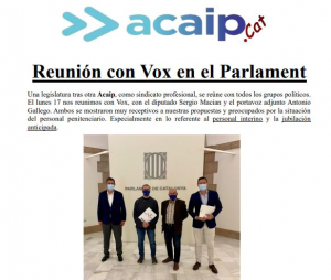 Reunión con Vox en el parlamento