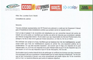 Escrito dirigido a la Consellera de Justicia