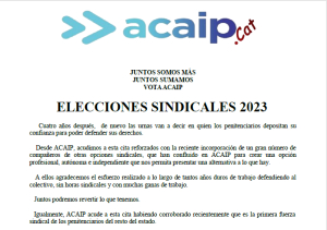 Campaña electoral: Afiliate y vota a ACAIP-CAT