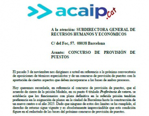 Escrito sobre concurso provisión de puestos