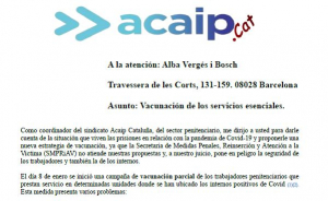 Solicitud vacunación ámbito penitenciario