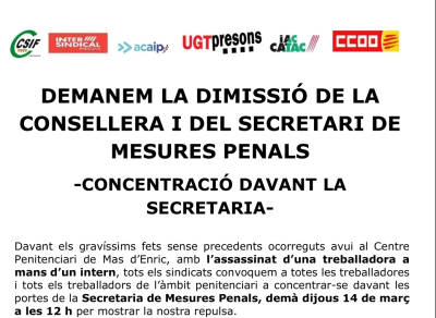 Concentración mañana día 14 marzo ante la Secretaria