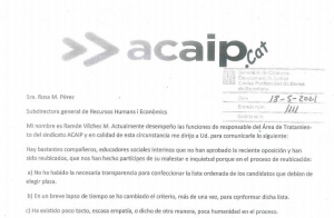 Escrito a la subdirectora Geneneral de Recursos humanos