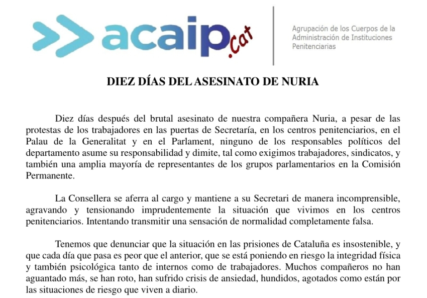 Díez días del asesinato de Nuria