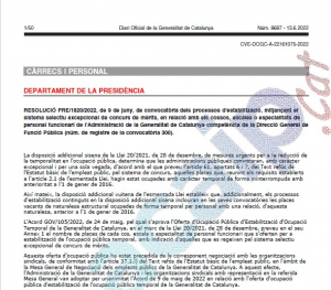 Convocatoria proceso de estabilización de interin@s en Cataluña