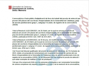 Publicadas convocatoria adjudicación plazas oposicion JU030